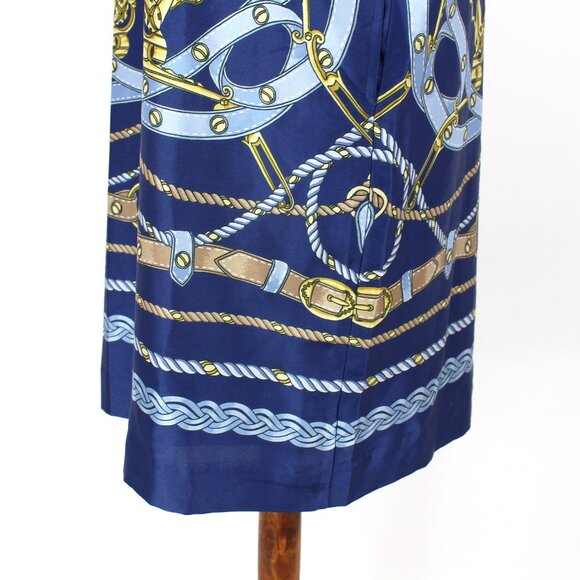 J. McLaughlin Althea Blue Equestrian Print Boatneck Shift Dress XS Cap Sleeve - Picture 5 of 9